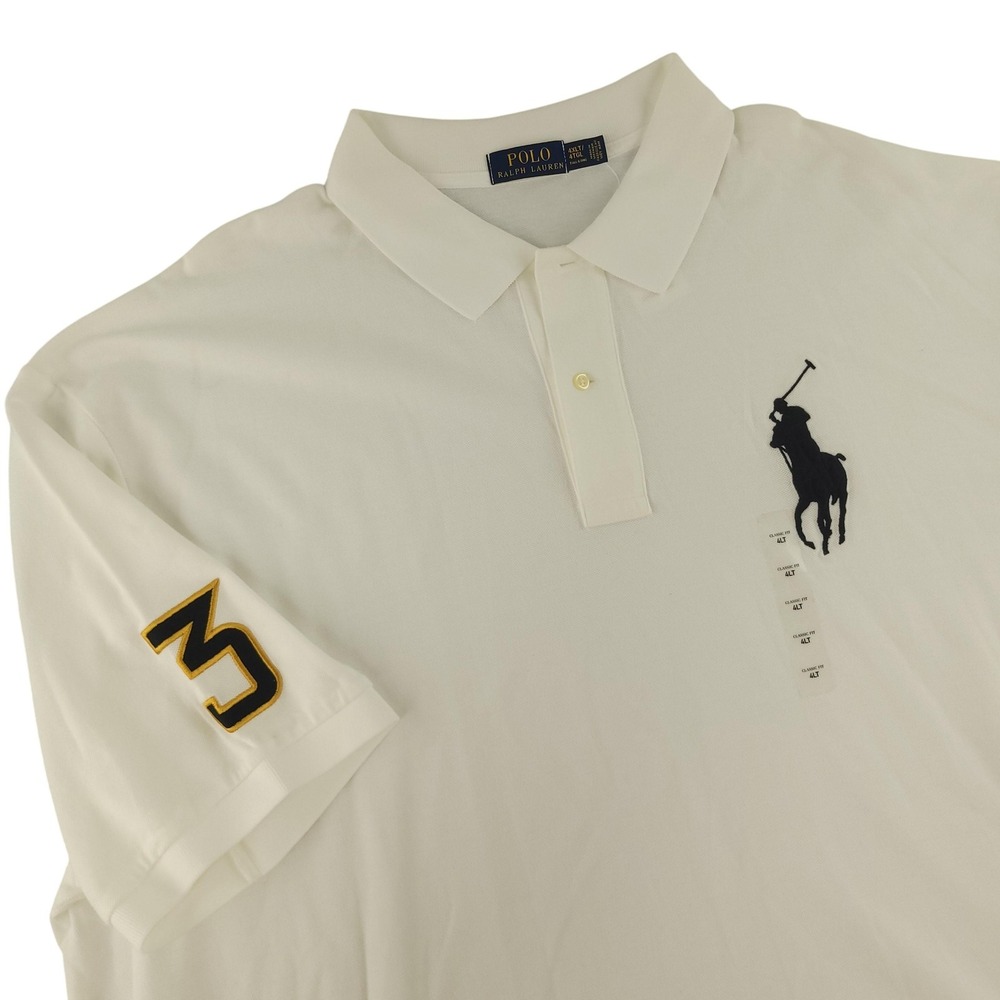 Polo Ralph Lauren Polo Shirt Mens 4XLT Tall White Solid Big Pony Logo Casual Top